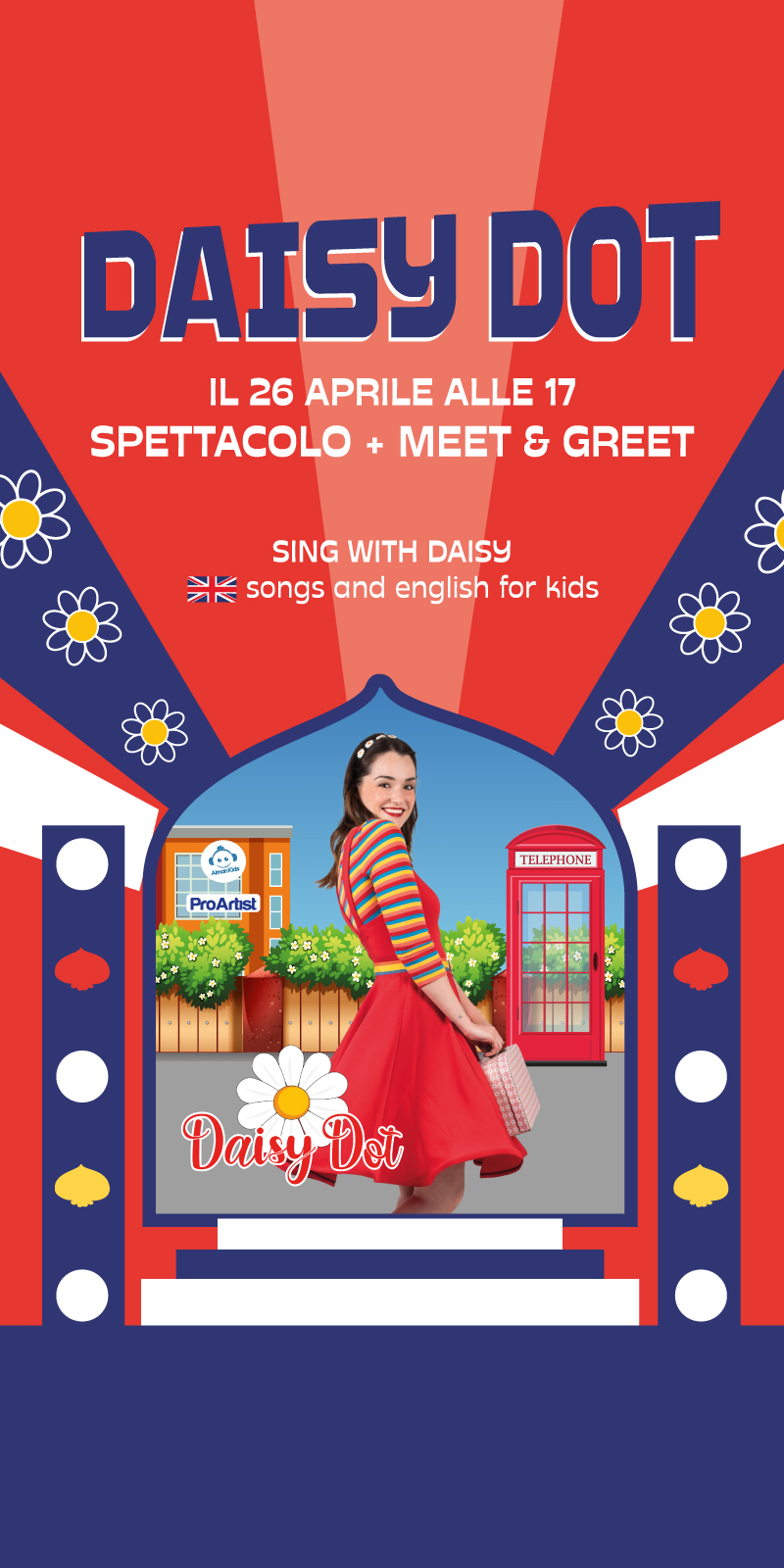 DAISY DOT, spettacolo, inglese, canto, ballo, show, bambini