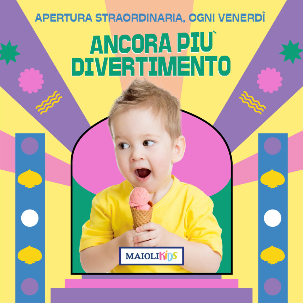 Area Bimbi, apertura straordinaria, venerdì, ice cream party