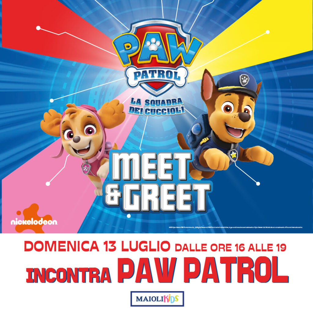 Paw Patrol, meet&greet, evento, bambini, personaggi, gadget