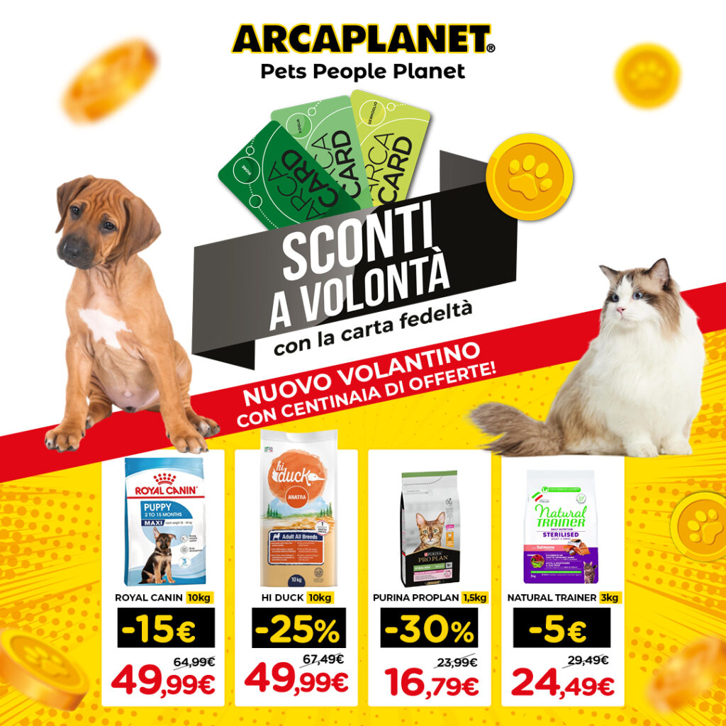 Arcaplanet, animali, pet, sconti, promozioni