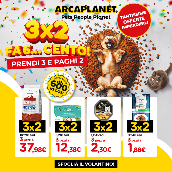 Arcaplanet, 3x2, promozione, sconti