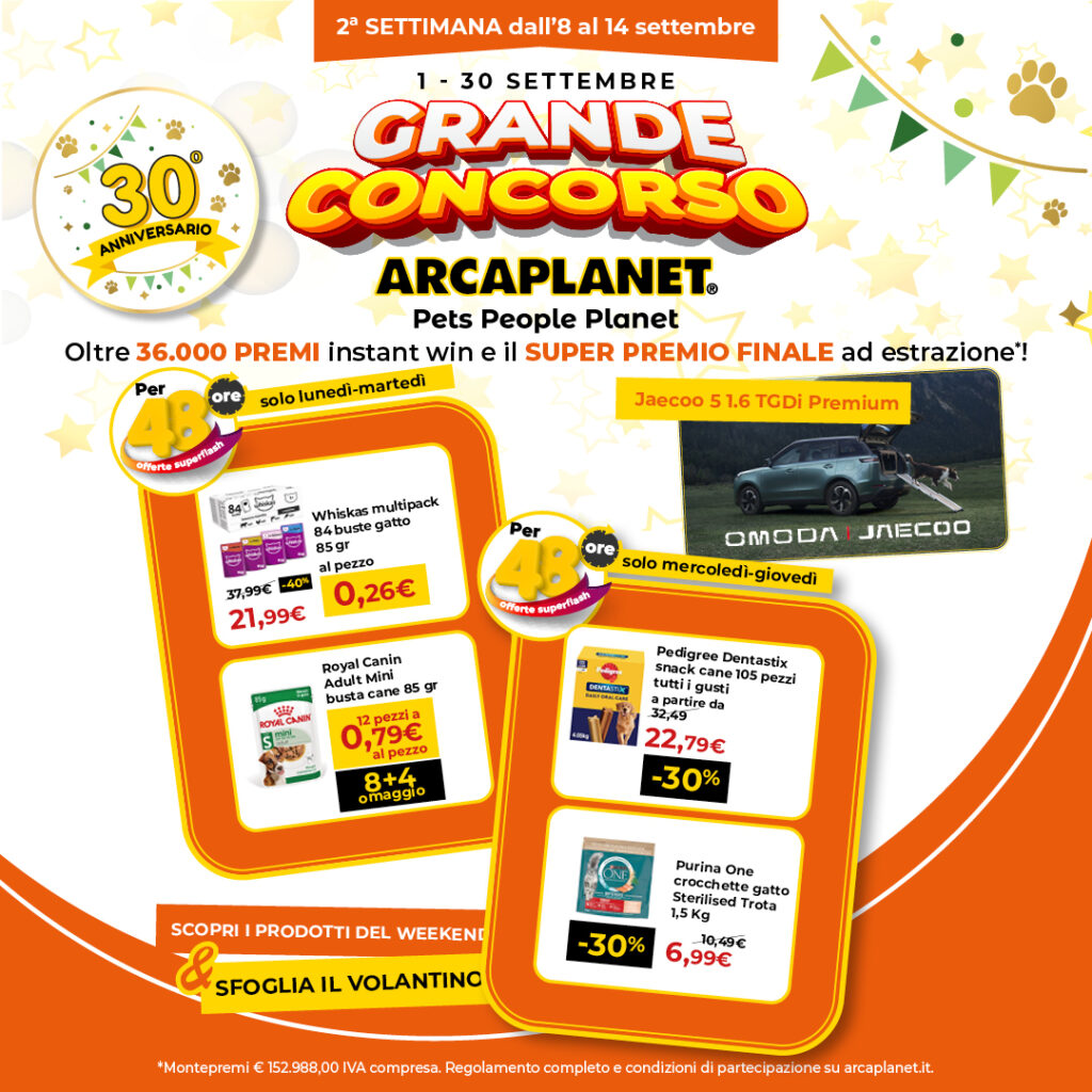 Arcaplanet, promozione, concorso, pet food
