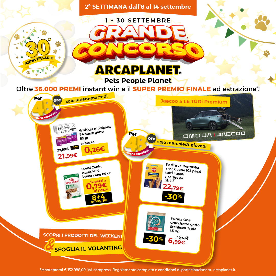 Arcaplanet, promozione, concorso, pet food