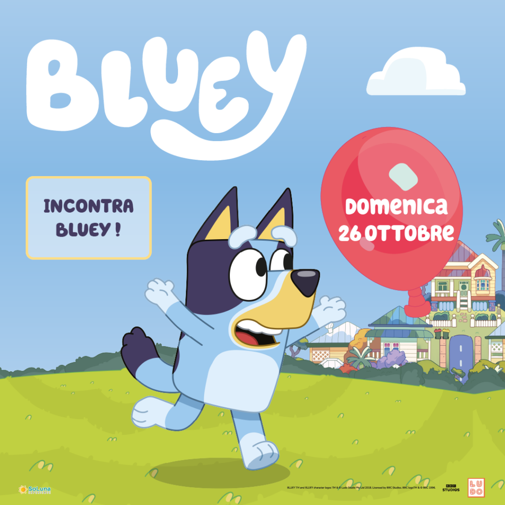 Bluey, meet&greet, eventi bambini, laboratori creativi, gadget