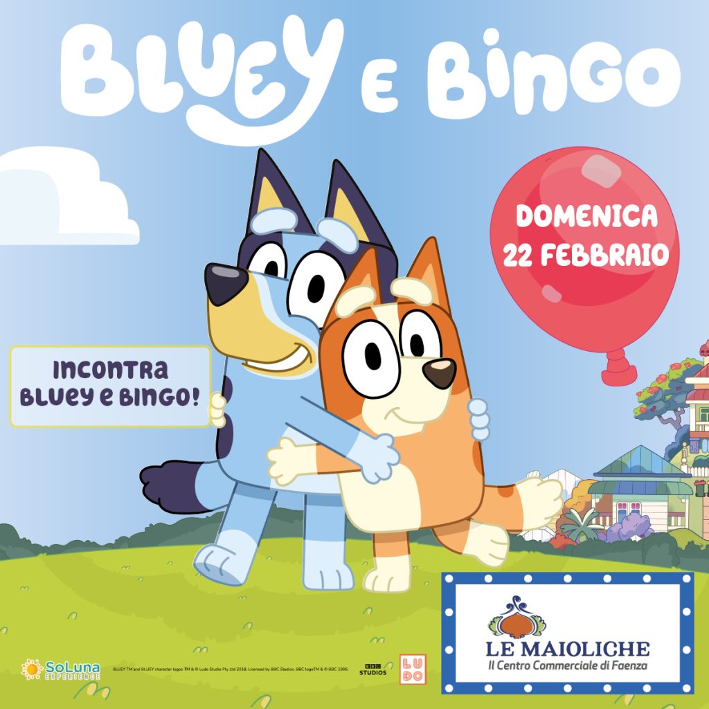 Bluey e Bingo, meet&greet, evento bambini, gadget, mascotte
